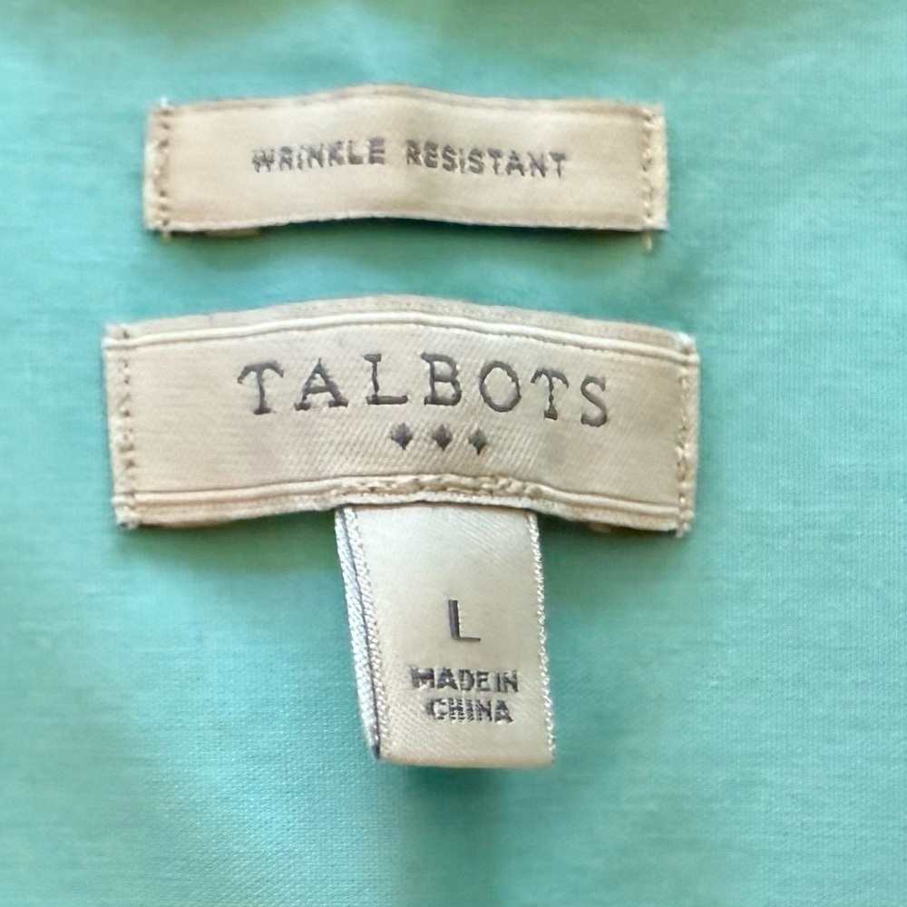 Talbots Turquoise Wrinkle-Resistant Button-Down Sleeveless Shirt Size L - Picture 4 of 4